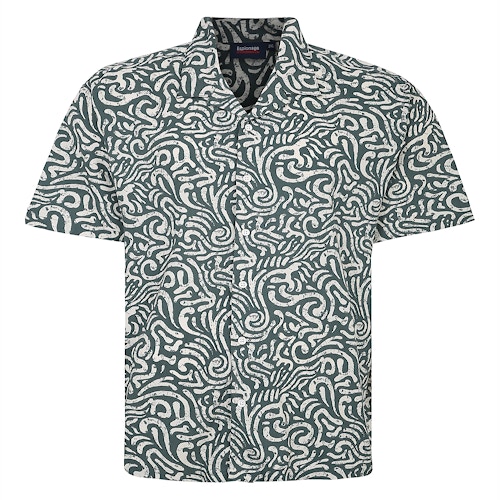Espionage All Over Abstract Print Shirt Olive/Ecru